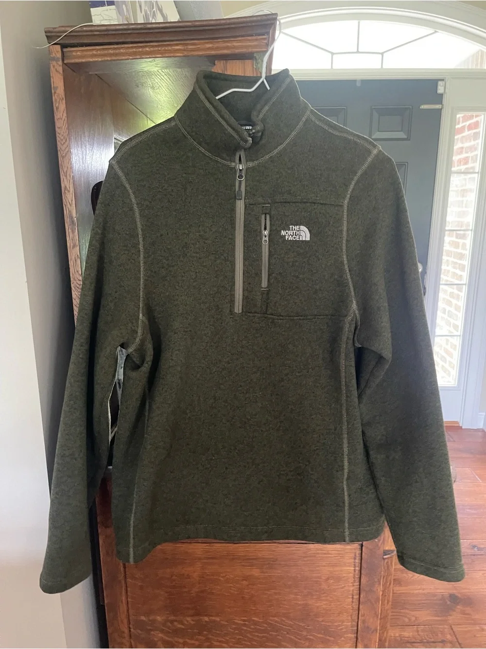 The North Face Men's Olive Green Zip-Up Fleece Pullover